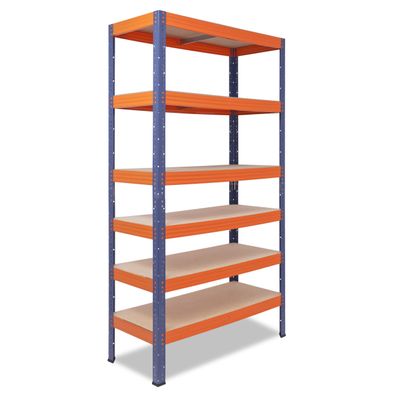 shelfplaza PRO 180x100x40 cm Schwerlastregal blau-orange mit 6 Böden