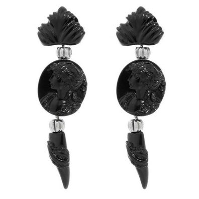 Folli Follie Women's Earrings Acrylic Black 65mm 4e0t029k