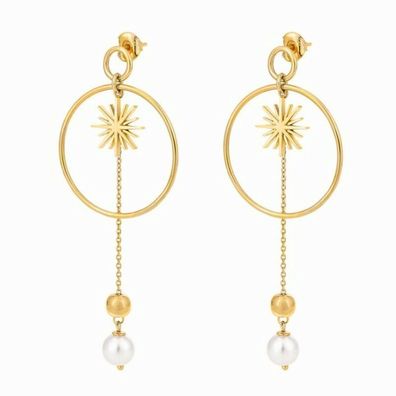 Folli Follie 3e19s130yw Women's Earrings Sterling Silver Gold Plated 7.3 Cm
