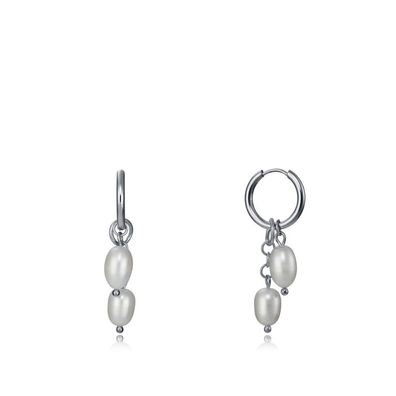 Charming round earrings with pearls 2in1 Chic 1338E01010
