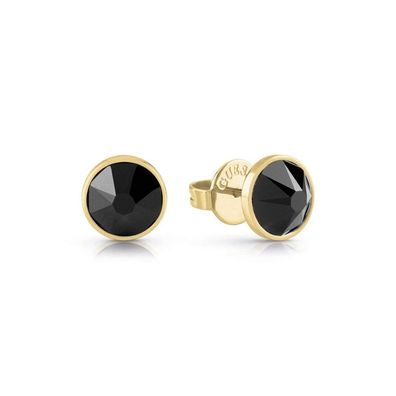 Men´s gold-plated earrings with black crystals Frontiers JUME01343JWYGBKT / U