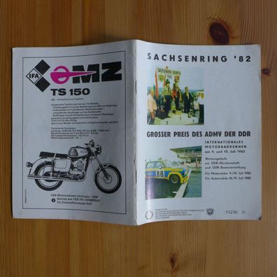 DDR Oldtimer ADMV Rennsport Programmheft Sachsenring 1982