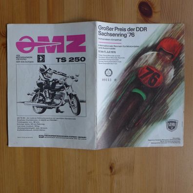 DDR Oldtimer ADMV Rennsport Programmheft Sachsenring 1976
