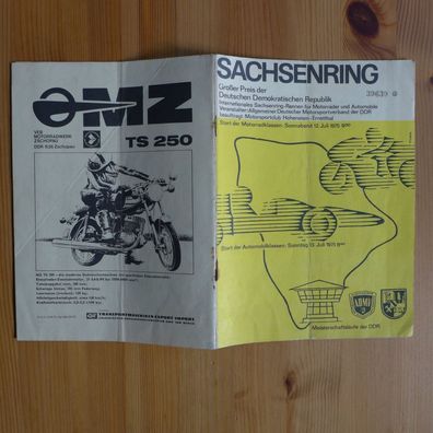 DDR Oldtimer ADMV Rennsport Programmheft Sachsenring 1975