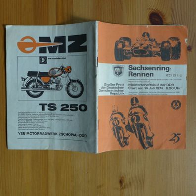 DDR Oldtimer ADMV Rennsport Programmheft Sachsenring 1974 Prospekt