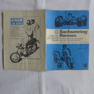 DDR Oldtimer ADMV Rennsport Programmheft Sachsenring 1973