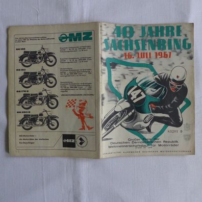 DDR Oldtimer ADMV Rennsport Programmheft Sachsenring 1967 Prospekt