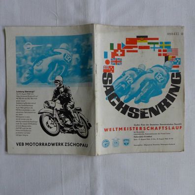 DDR Oldtimer ADMV Rennsport Programmheft Sachsenring 1963 Prospekt