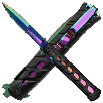 Haller Taschenmesser Sammlermesser Stiletto rainbow Kunststoffgriff