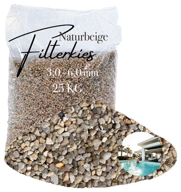 Aquagran® Filtersand beige 25 kg Filterkies natürlicher Pool Filter 3,0-6,0 mm