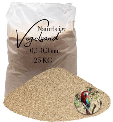 25 kg Vogelsand beige 0,1-0,3 Bodengrund für Vogelkäfig ohne Zusätze hocherhitzt