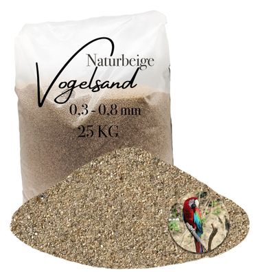 25 kg Vogelsand beige 0,3-0,8mm Bodengrund für Vogelkäfig ohne Zusätze hocherhitzt