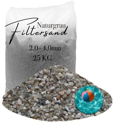 Aquagran Filtersand grau 2,0-4,0 25 kg Quarzfilter für Pool und Brunnen