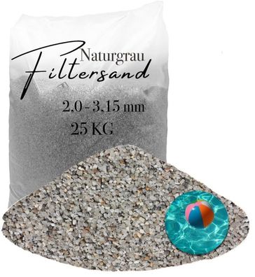 Aquagran Filtersand grau 25 kg 2,0-3,15 natürlicher Quarzsand für Pool- und Brunne