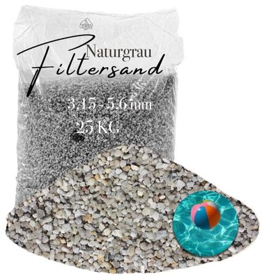 Aquagran Filtersand grau 3,15-5,6 mm 25 kg für Poolfilter und Wassertechnik