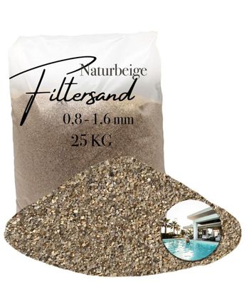 AQUAGRAN® Filtersand beige 0,8-1,6 mm 25 kg - natürlicher Filterkies für Pool, Brunne