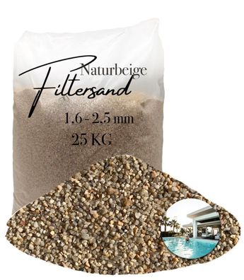 AQUAGRAN® Filtersand beige 1,6-2,5 mm 25 kg - quarzbasierter Filterkies für Poolanlag