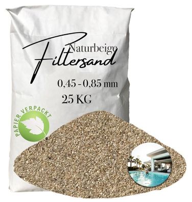 AQUAGRAN® Filtersand beige 25 kg 0,45-0,85 mm Papiersack Pool Filter Quarz-Sand
