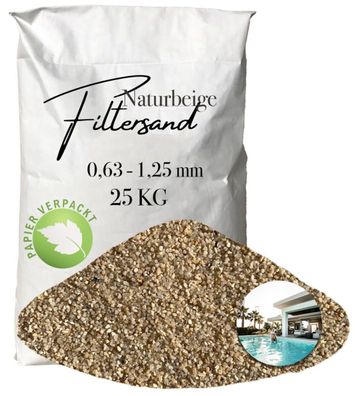 AQUAGRAN® Filtersand beige 25 kg 0,63-1,25 mm Papiersack Pool Filter Quarz-Sand