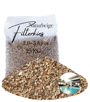 AQUAGRAN® Filtersand beige 25 kg 2,0-5,6 mm natürlicher Quarz-Kies für Poolfilter & B