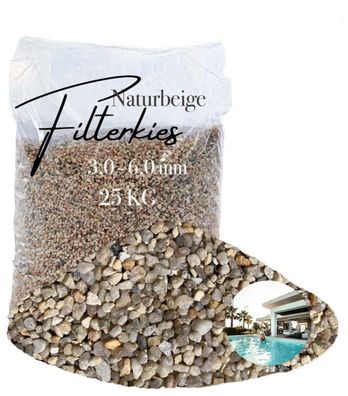 AQUAGRAN® Filtersand beige 25 kg 3,0-6,0 mm Filterkies für Pool, Brunnen & Wasseraufb