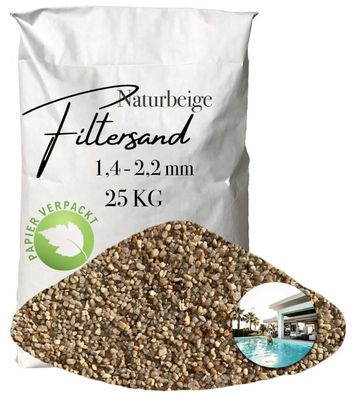 AQUAGRAN® Filtersand beige 25 kg Filterkies natürlich Pool Papiersack 1,4-2,2 mm