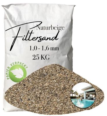 AQUAGRAN® Filtersand beige 25 kg Filterkies Papiersack Pool Filter 1,0-1,6 mm