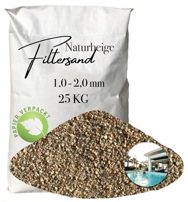 AQUAGRAN® Filtersand beige 25 kg Filterkies Papiersack Pool Filter 1,0-2,0 mm