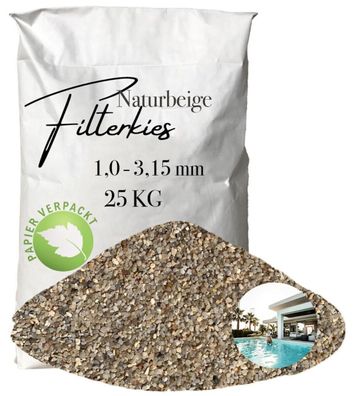 AQUAGRAN® Filtersand beige 25 kg Filterkies Papiersack Pool Filter 1,0-3,15 mm