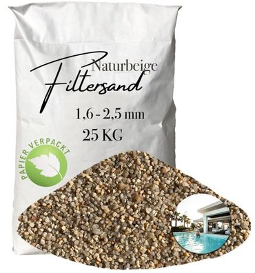 AQUAGRAN® Filtersand beige 25 kg Filterkies Papiersack Pool Filter 1,6-2,5 mm