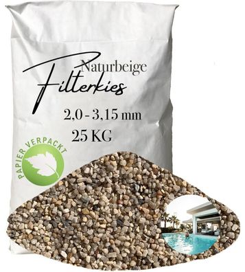 AQUAGRAN® Filtersand beige 25 kg Filterkies Papiersack Pool Filter 2,0-3,15 mm