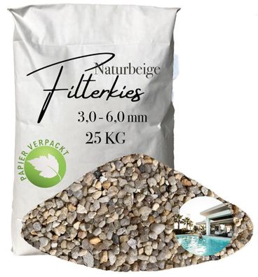 AQUAGRAN® Filtersand beige 25 kg Filterkies Papiersack Pool Filter 3,0-6,0 mm