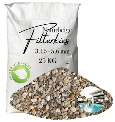 AQUAGRAN® Filtersand beige 25 kg Filterkies Papiersack Pool Filter 3,15-5,6 mm