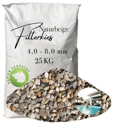 AQUAGRAN® Filtersand beige 25 kg Filterkies Papiersack Pool Filter 4,0-8,0 mm