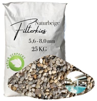 AQUAGRAN® Filtersand beige 25 kg Filterkies Papiersack Pool Filter 5,6-8,0 mm
