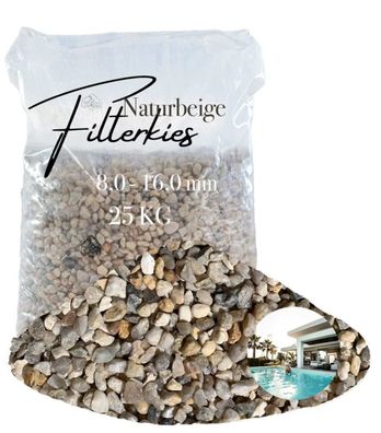 AQUAGRAN® Filtersand beige 8,0-16,0 mm 25 kg - grobkörniger Filterkies für Pool, Teic