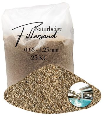 AQUAGRAN® Filtersand naturbeige 0,63-1,25 mm 25 kg für Wasserfilter & Poolanlagen