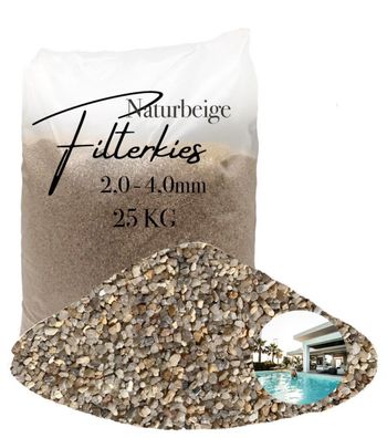 AQUAGRAN® Filtersand naturbeige 2,0-4,0 mm 25 kg - grobkörniger Filterkies für Wasser