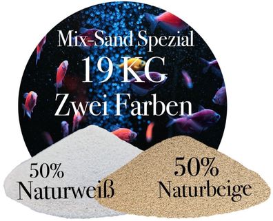 19 kg Aquariumsand-Mix 0,1-0,3 beige-weiß - naturbelassener Bodengrund für Süß