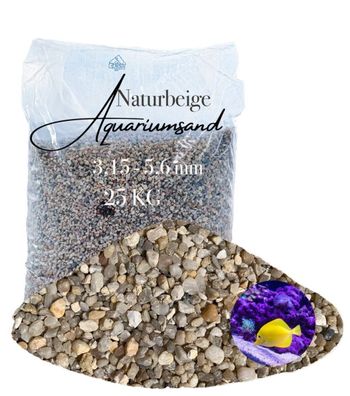 Aquariumkies Aquariumsand naturbeige 3,15-5,6 mm 25 kg - durchlässiger Bodengrund mit