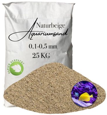 Aquariumsand 0,1-0,5 mm - 25 kg feinkörniger, naturbelassener Bodengrund im Papiersac