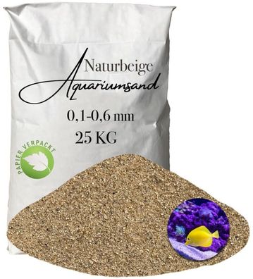 Aquariumsand 0,1-0,6 mm - Naturbeige im 25-kg-Papiersack für Zucht und Feinschichtbec