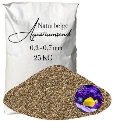 Aquariumsand 0,2-0,7 mm - Naturbeige im 25-kg-Papiersack für stabile Feinkörnigkeit