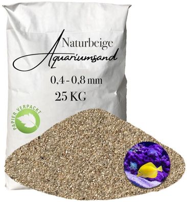 Aquariumsand 0,4-0,8 mm - 25 kg natürlicher Quarzsand für detailreiche Layouts & Bode