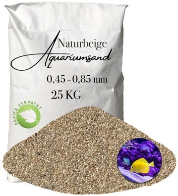 Aquariumsand 0,45-0,85 mm - 25 kg naturbeiger, fein strukturierter Bodengrund für kla