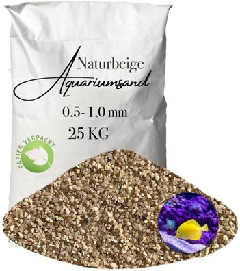 Aquariumsand 0,5-1,0 mm - 25 kg mittel-feiner, naturreiner Bodengrund im Papiersack f