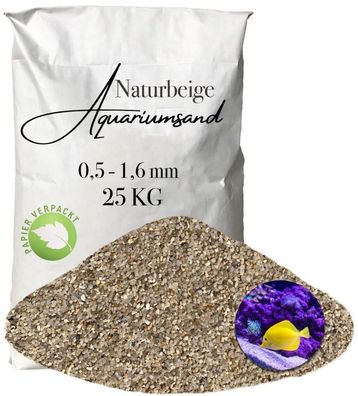 Aquariumsand 0,5-1,6 mm - 25 kg strukturierter Naturkies für Gesellschafts- & Technik