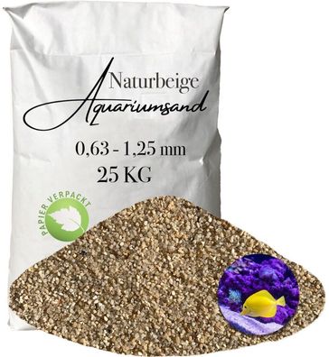 Aquariumsand 0,63-1,25 mm - 25 kg strukturierter Naturkies im Papiersack für Technik,
