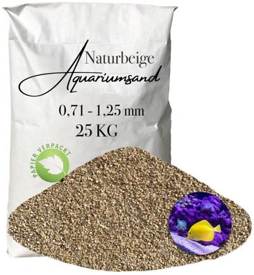 Aquariumsand 0,71-1,25 mm - 25 kg stabiler, hygienischer Naturkies im Papiersack für