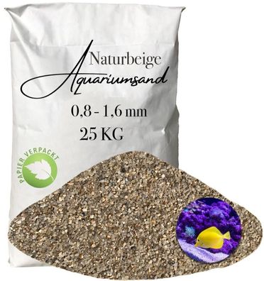 Aquariumsand 0,8-1,6 mm - 25 kg naturbelassener Bodengrund für robuste Pflanz- & Gese